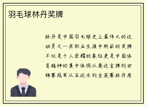 羽毛球林丹奖牌
